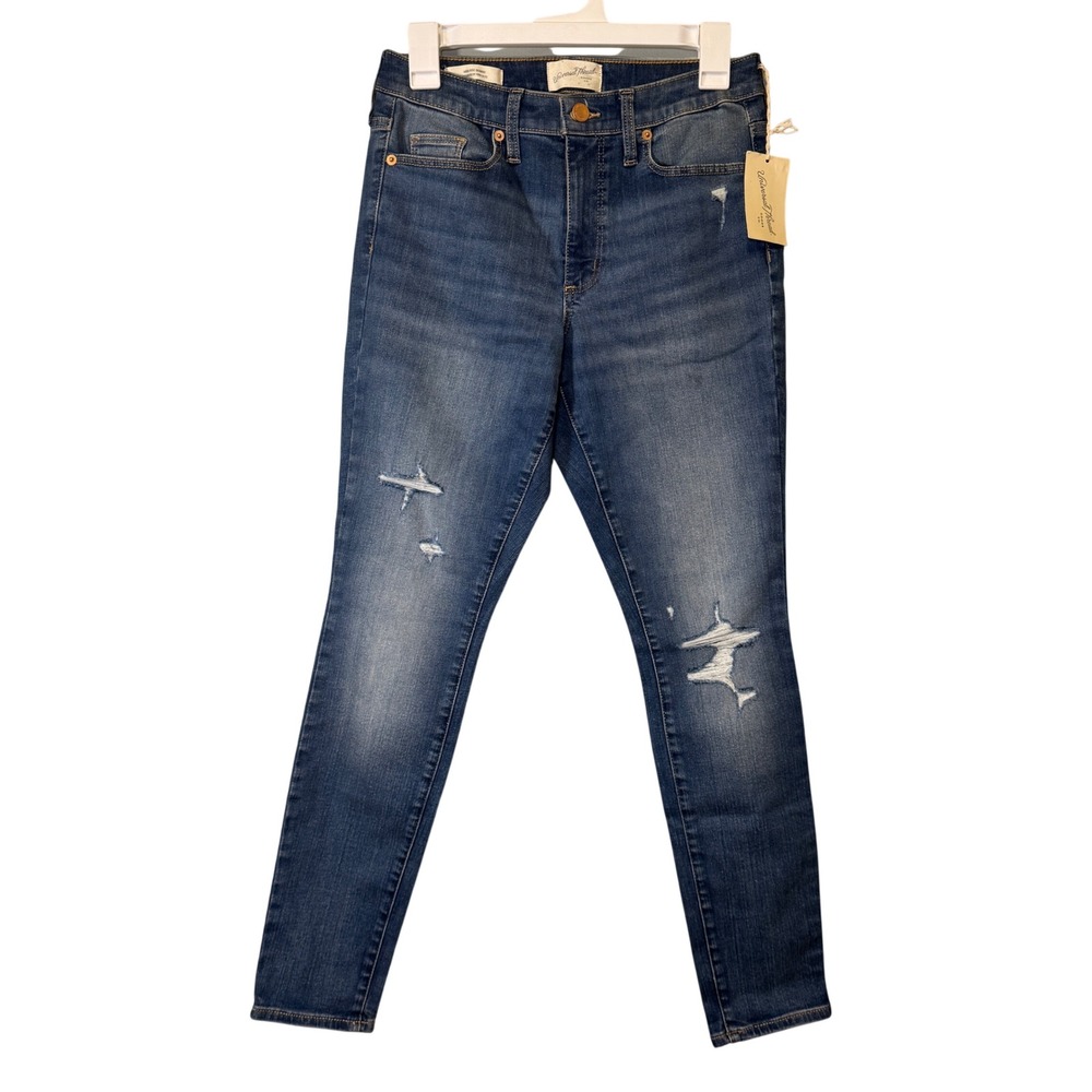 Universal Thread High Rise Skinny Jeans 4/27R Distressed Medium Wash Blue Denim